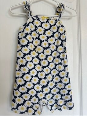 Baby girls Daisy Print Navy and White Romper Dress